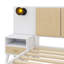 Structure de lit grand en bois massif avec tables de chevet assorties et conception intégrée à la lampe-1178557727