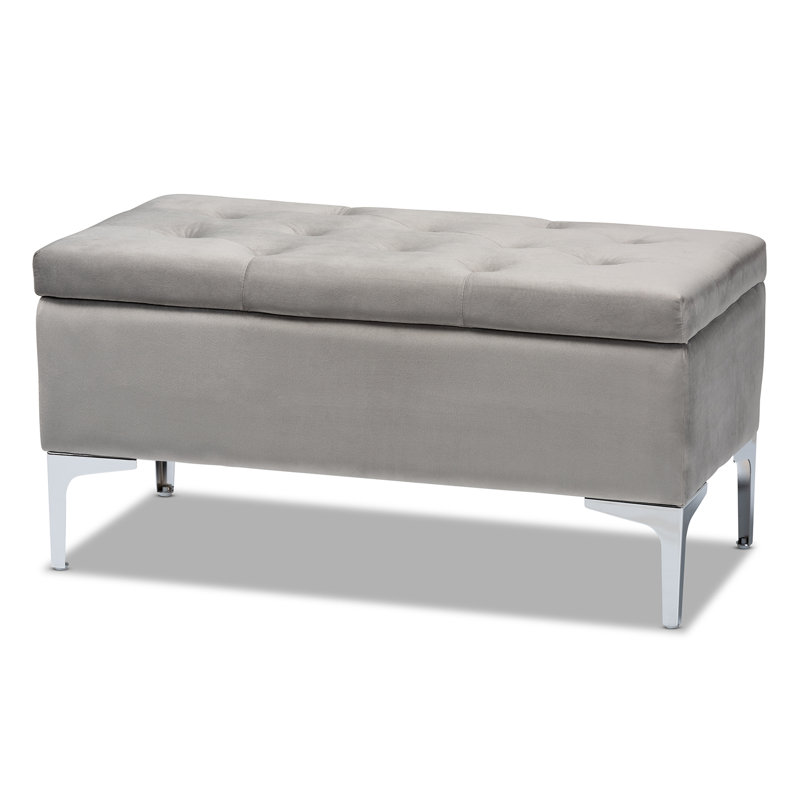 Velvet Ottoman, Gray