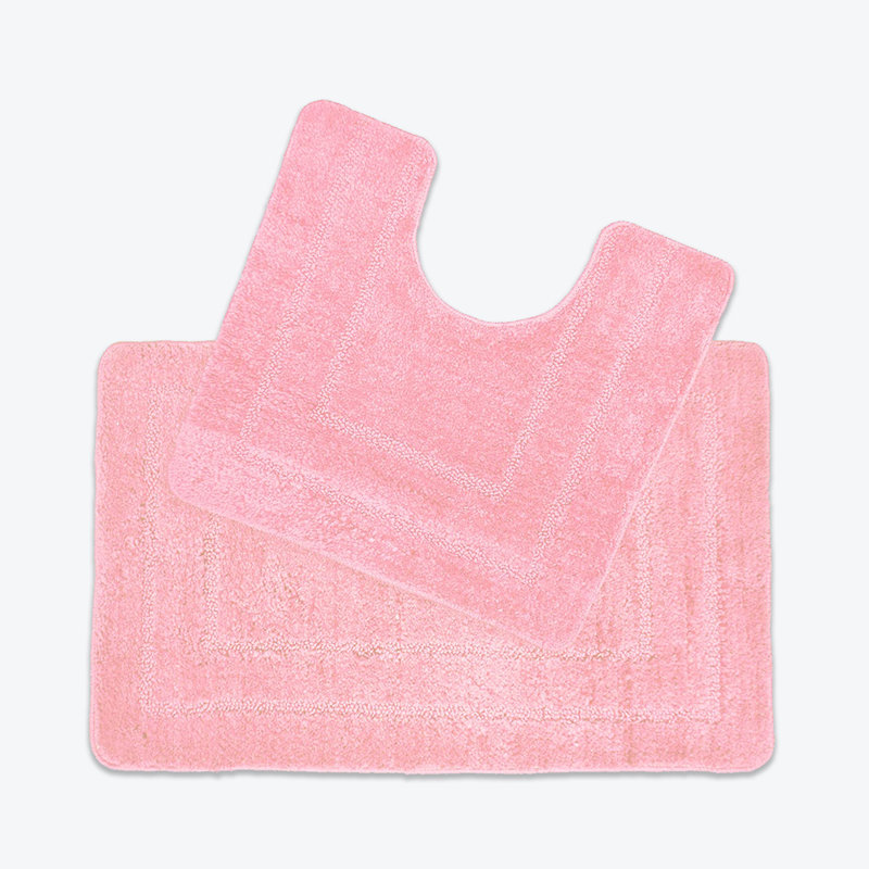 Josie 2 Piece Bath Mat and Pedestal Mat Set, Blush