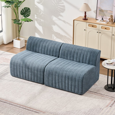 Upholstered Modular Sofa Armless Loveseat Channel Tufted Compression Couch