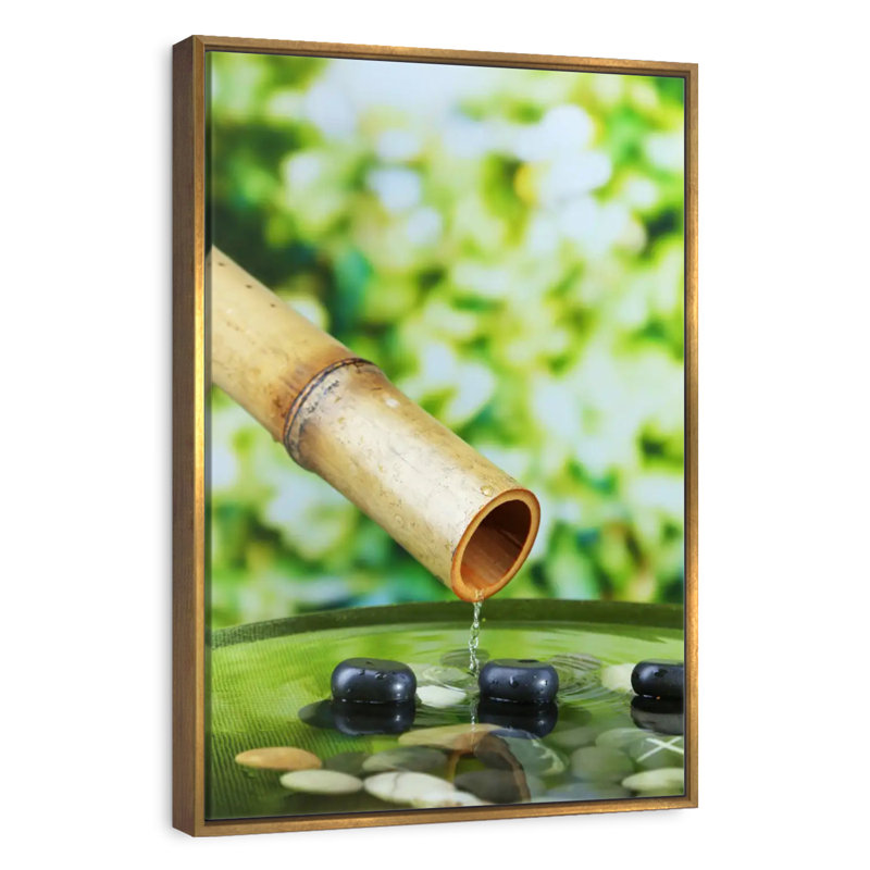 Fontaine en bambou, Floating Frame Gold, 17" x 25"