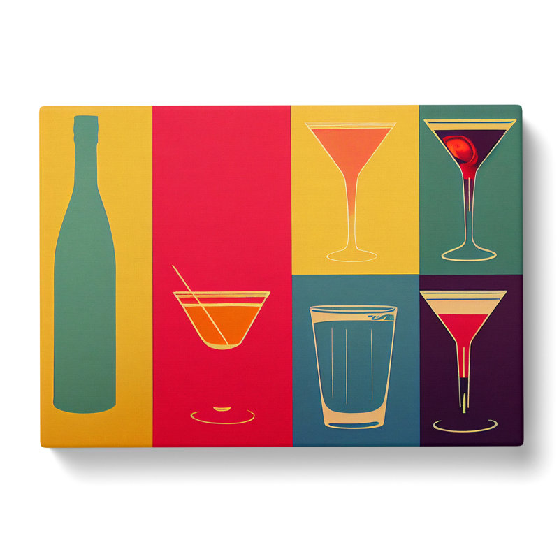 Retro Cocktail Art Vol.2 - Wrapped Canvas, 40cm H x 60cm W x 3cm D