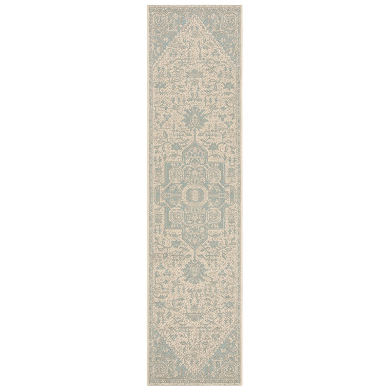 Danya Aqua/Cream Indoor/Outdoor Area Rug, Runner 2'2" x 6'