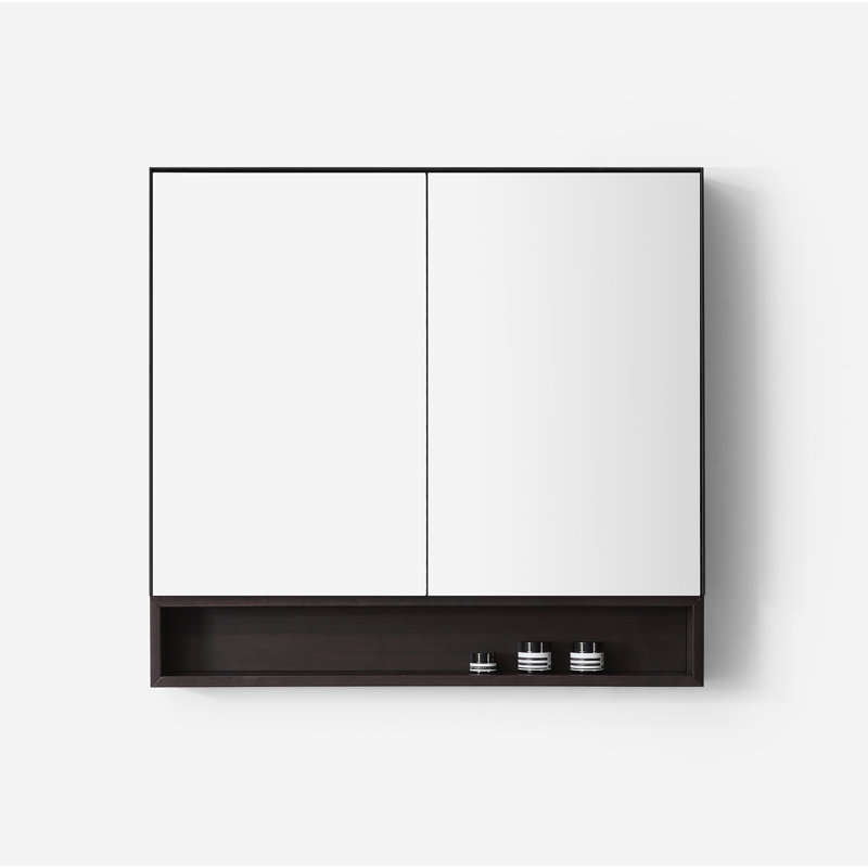Bergen 36" Medicine Cabinet, Matte Black/Dark Walnut