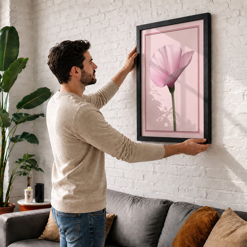 Single Stem In Pink Botanical - Print, Unframed, A4 - 29.7 x 21.0 cm