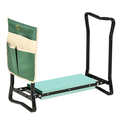 Siège de jardin pliant et confortable avec pochette à outils latérale pour le jardinage