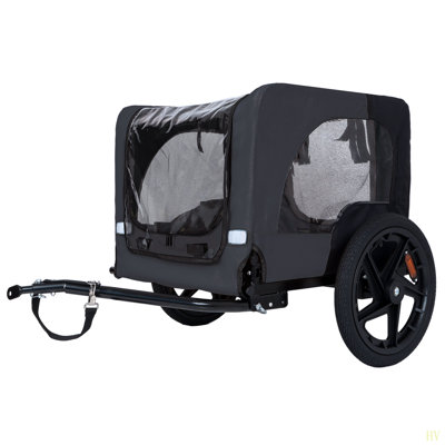 Outdoor Heavy Duty Collapsible Pet Bike Trailer With 16-Inch All-Terrain Wheels & Universal Hitch – Foldable Dog/Cargo Carrier Cart For Bicycles
