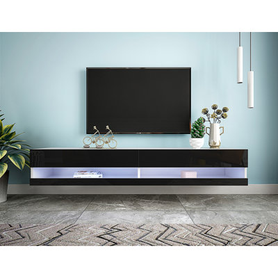 Dannion 70 Inch Floating TV Stand,Media Console With Led -  Ivy Bronx, FFC1B6C1F6F24AF2916AD96D89460207