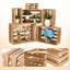 Ensemble de 6 paniers de rangement en bois rustique - Caisses en bois de pin empilables avec poignées - Style campagnard pour la maison, le jardin ou le balcon - Boîtes de nidification et de présentation - Couleur claire-129906559