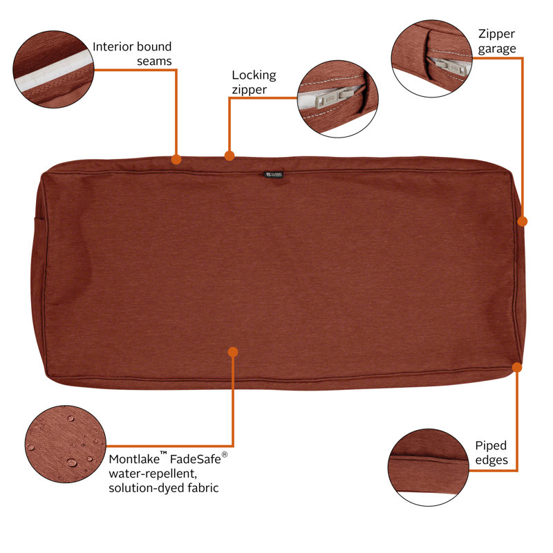 Pina Outdoor 3'' Bench Cushion Cover, 3" H X 48" W x 18" D, Henna Red