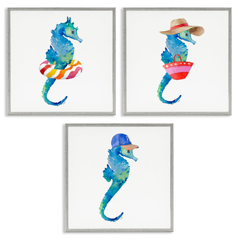 «Fun Beach Ready Seahores», ensemble de 3 giclées par Lanie Loreth, H 12 po x l 12 po