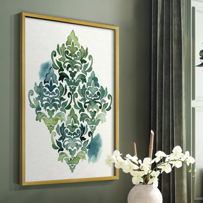 «Algae and Azule Motif I», reproduction encadrée - bois massif