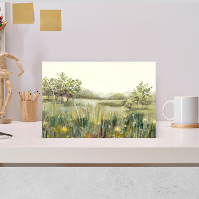 «Lush Meadow In Morning Light Abstract Contemporary Landscape Nature», art mural