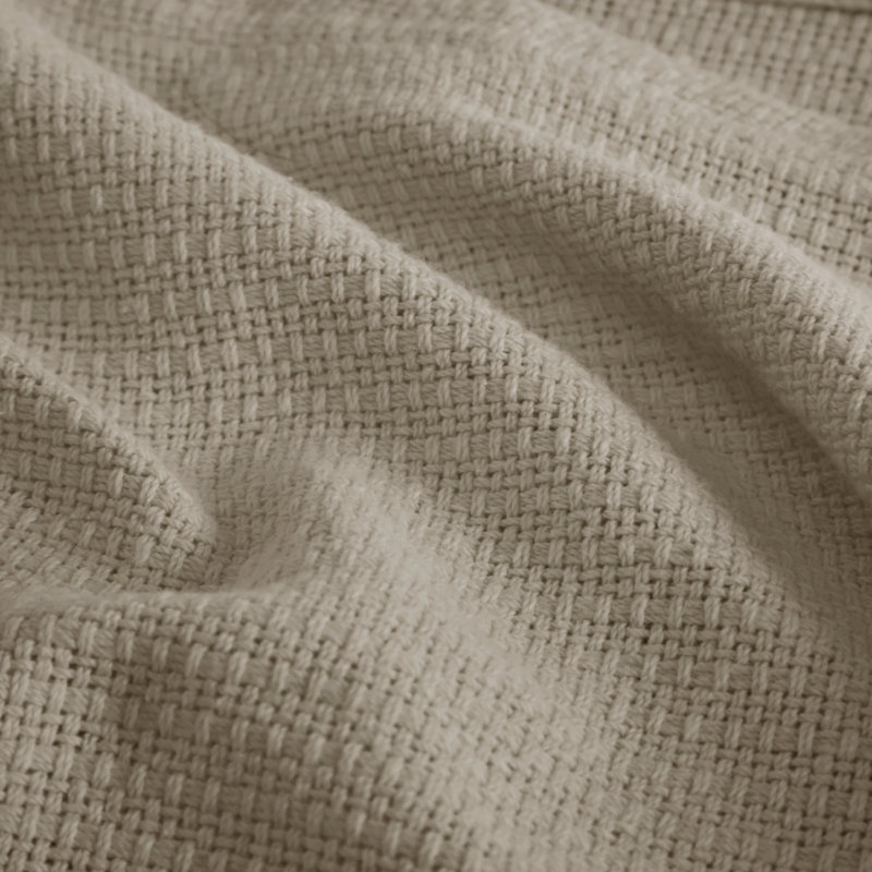 Freshspun Basketweave 100% Cotton Lightweight Cozy Blanket, Queen, Khaki