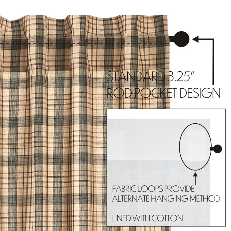 Cider Mill Plaid Cotton Valance in Khaki and Forest Green