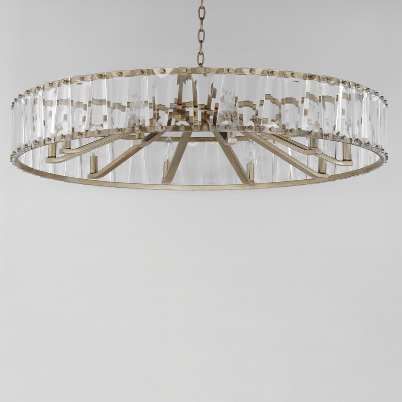 10 - Light Steel Drum Chandelier, Golden Silver