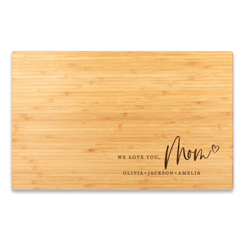 Grande planche à découper personnalisée en bois de bambou pour maman, We Love You, maman, ensemble de 1