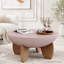 Table basse ronde moderne de 30 po, table centrale en forme de bol avec pieds en bois massif, plateau de table lisse peint, assemblage facile, table basse Mid-Century-233999515