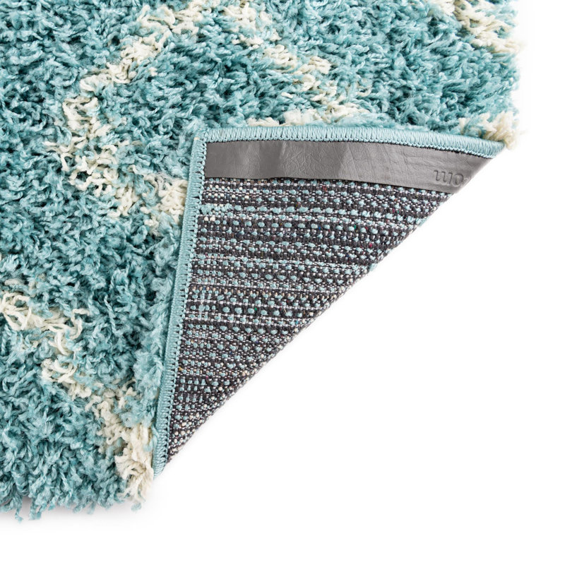 Tapis de couloir contemporain de couleur vert-bleu Annegriet, Tapis de couloir 3 pi 3 po x 5 pi