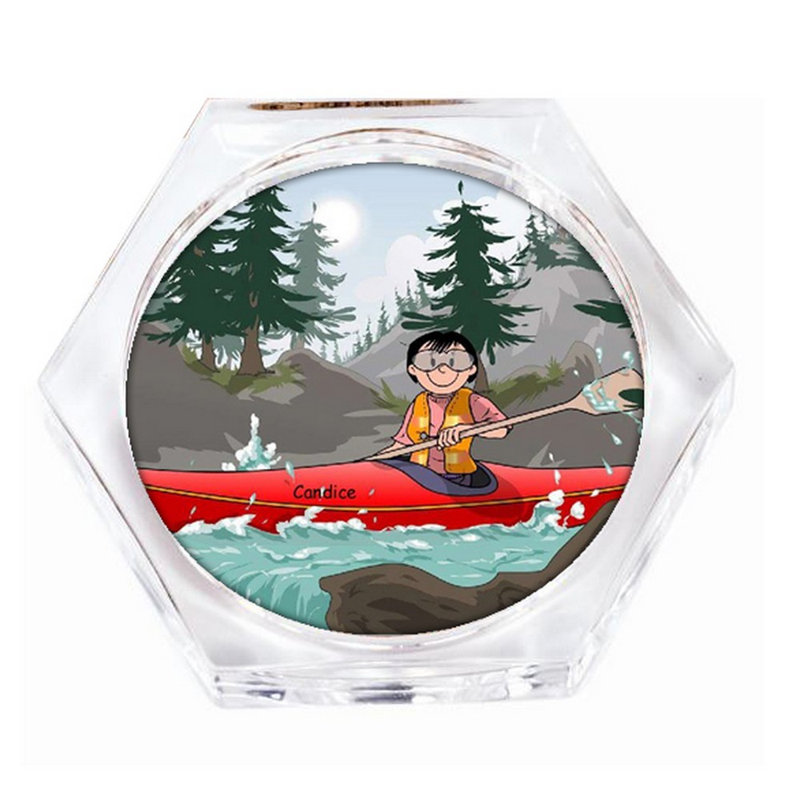 Personalized Kayak - Ensemble de cadeau pour sous-verre féminin (4 sous-verres), Oui