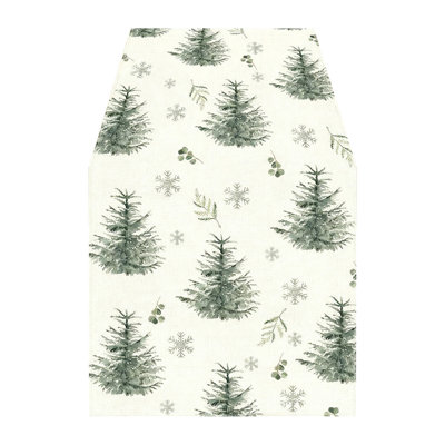 Trees Snowflakes Christmas Table Runner Winter Christmas Holiday Kitchen And Dining Table Decoration Indoor And Outdoor Home Party Decoration 13 X 72 Inches