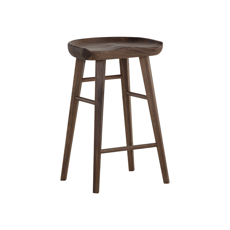 Dominic Upholstered Stool, Counter Stool (26.5" Seat Height), Walnut