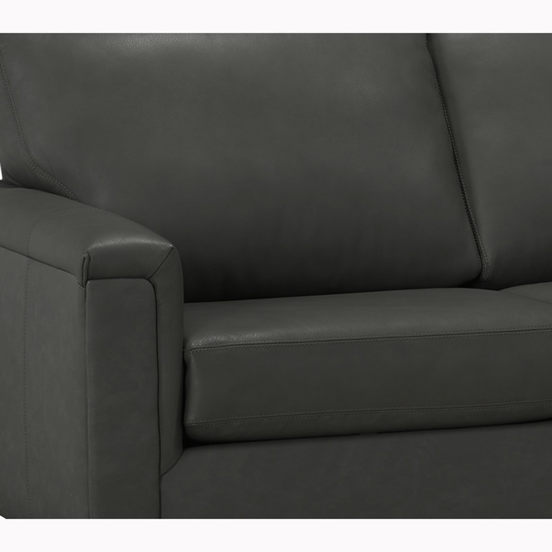 Platte Upholstered L-Shaped Sectional Right Hand Facing, Gray Genuine Leather