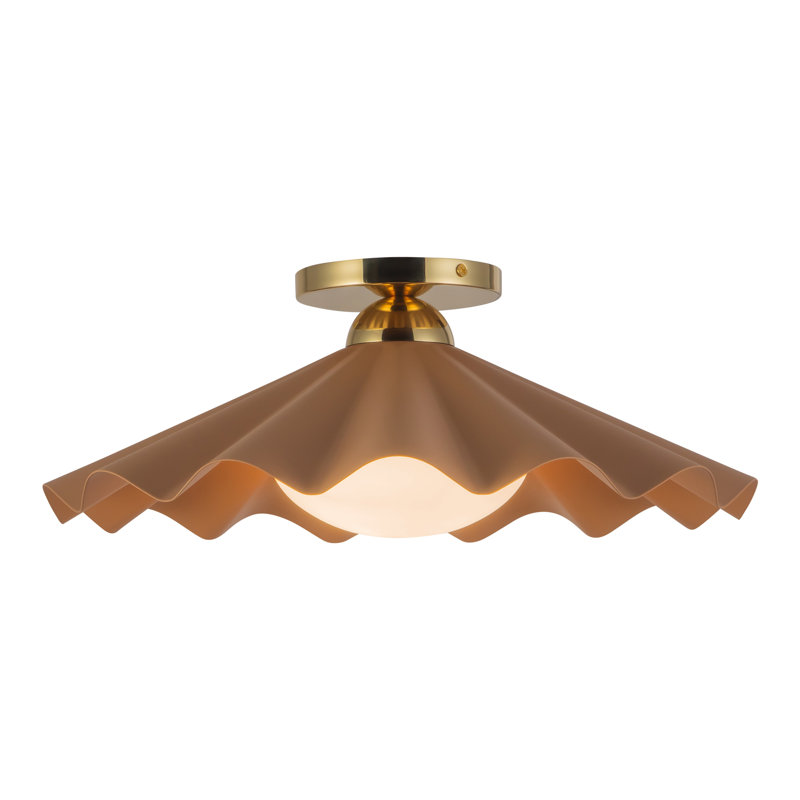 Furrow 16-in Red Semi-Flush Mount, 16-in, Pink