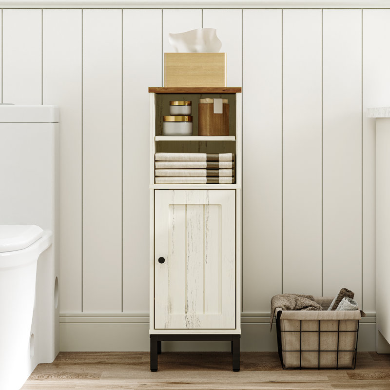 Armoire de rangement de salle de bain, armoire de coin avec tablettes, sens d'ouverture de porte personnalisé, organisateur de salle de bain avec tablette réglable pour la cuisine, le salon, armoire à papier hygiénique, brun blanc