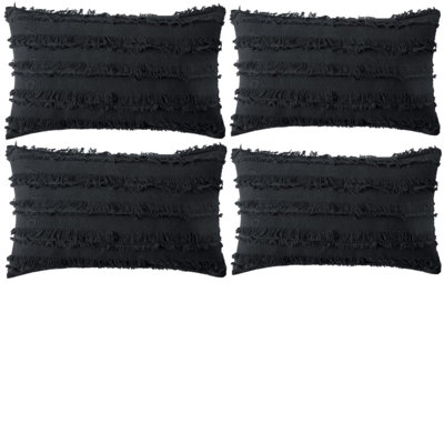 Ensemble de 4 coussins à motif de jacquard rayé (inséré inclus)