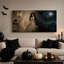 Dame gothique en robe blanche avec des corbeaux et une lune au clair de lune - Toile murale d'Halloween-1457913128