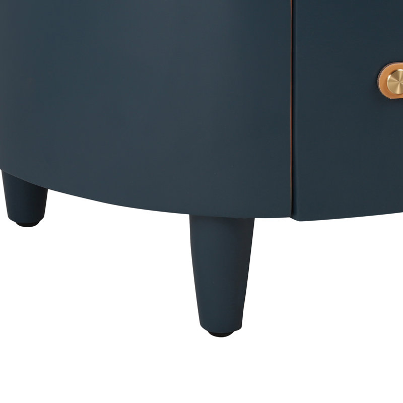 Table de chevet compacte ronde bleue avec utilisation polyvalente, tiroir pour le rangement des bijoux, articles à accès rapide à tablette ouverte, chambre à coucher et salon modernes sans effort, articles
