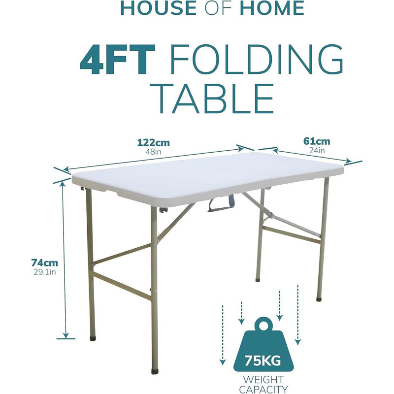 Dreanda Rectangular Metal Folding Outdoor Camping Table , 122cm cm W 61cm cm D