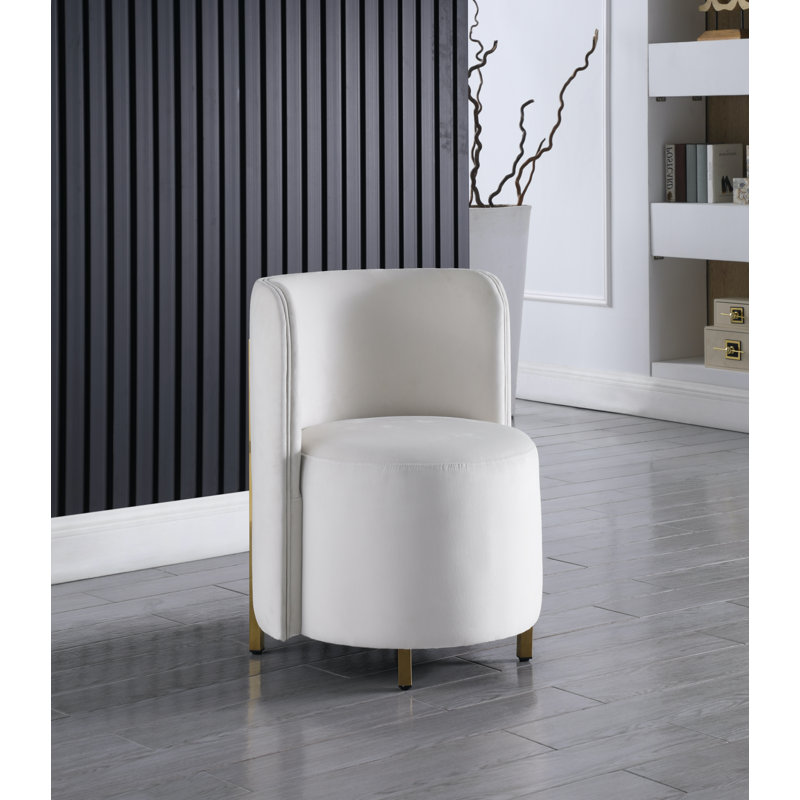 Fauteuil club en velours 25 po Eklund, Velours crème