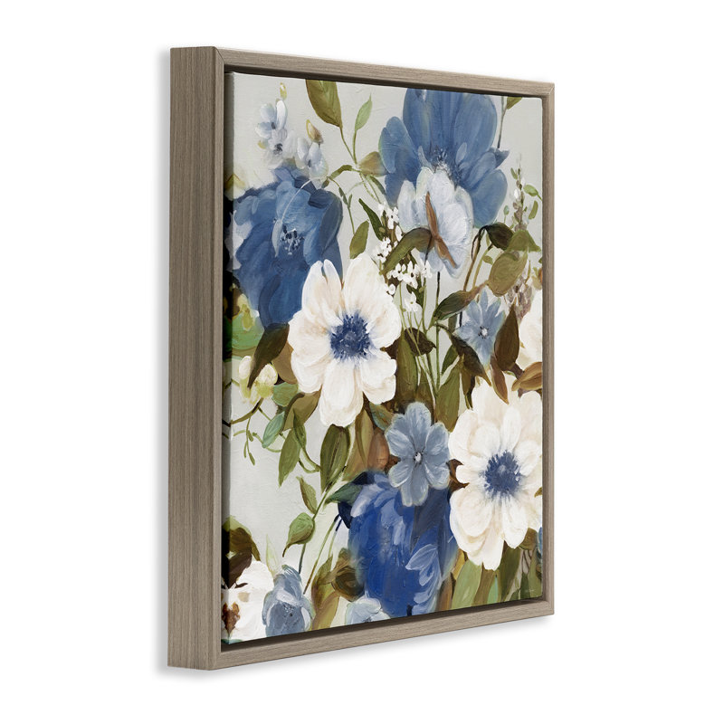 Lot de fleurs bleues, H 25 po x l 25 po, Cadre flottant orme Montalcino