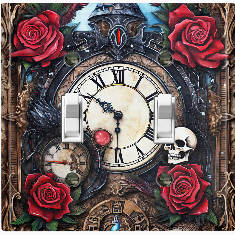 Couvercle de plaque d'interrupteur en métal; Horloge gothique à bascule 2 tailles US standard, #2 Double Toggle