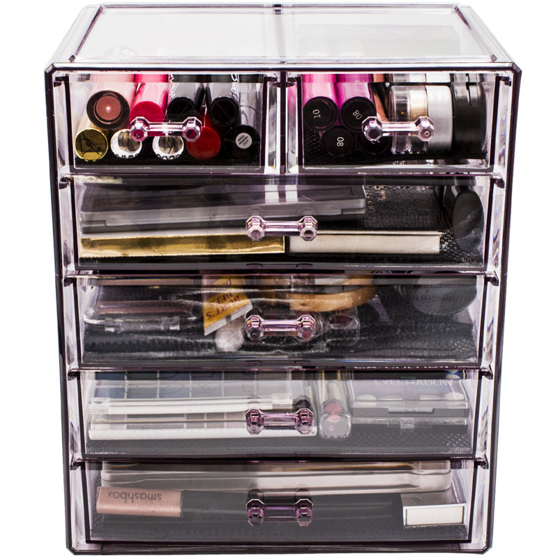 Purple Clear Acrylic 7-Drawer Makeup and Jewelry Organizer