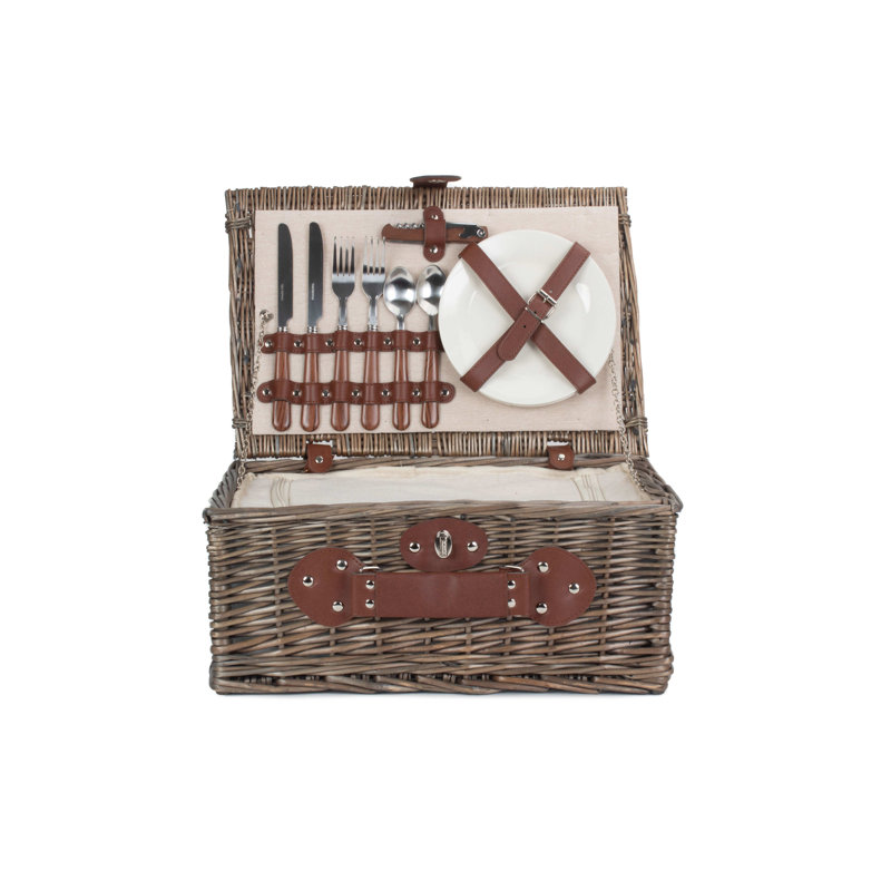 Wicker 2 Person Fitted Chiller Picnic Hamper