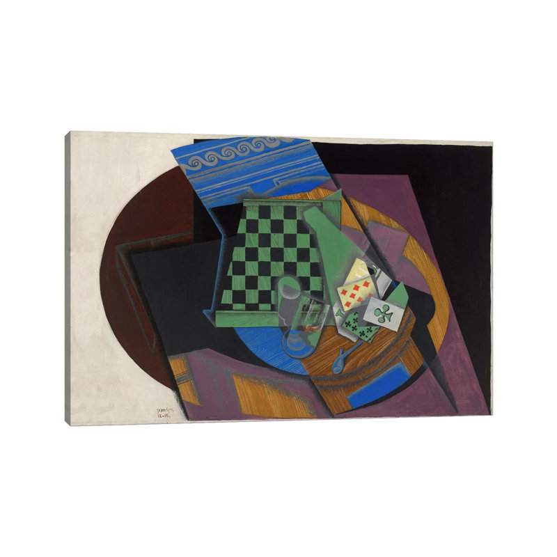 Damier Et Cartes A Jouer (Checkerboard And Playing Cards) by Juan Gris - Wrapped Canvas Painting