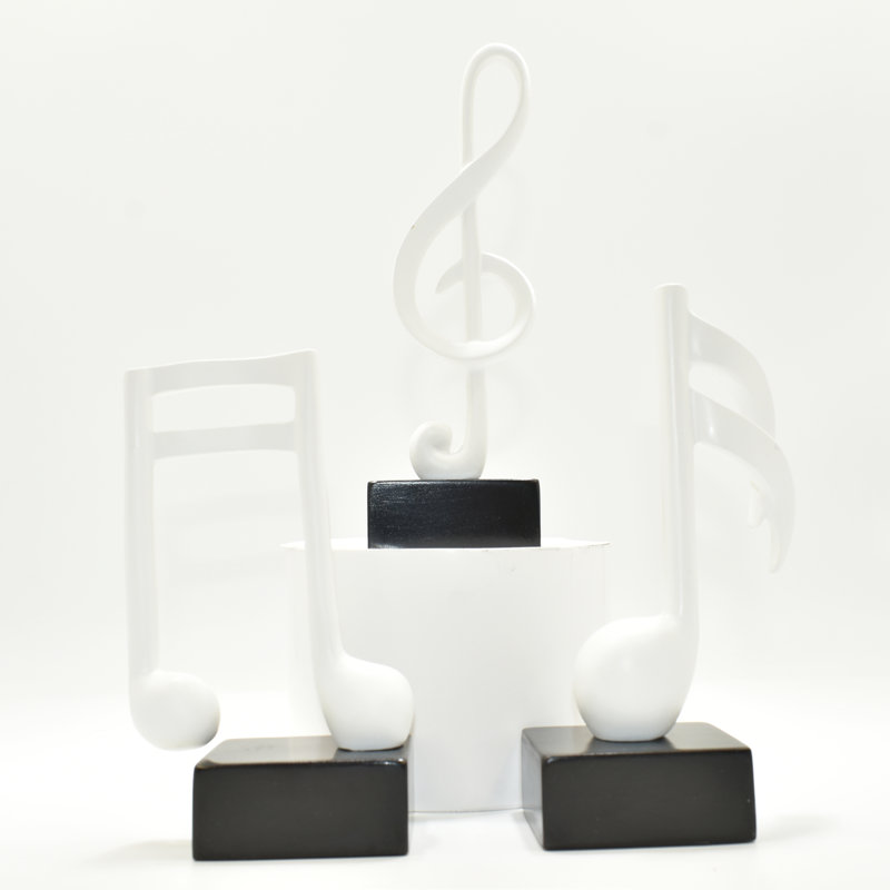 Adam & Friends Home Decor Muscial Notes, 16th, Double 16Th & Treble Clef Sculpture | 3 pièces, Blanc