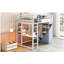 Lit mezzanine double avec bureau, tablette, prise de courant, lumière DEL et garde-robe-121110406