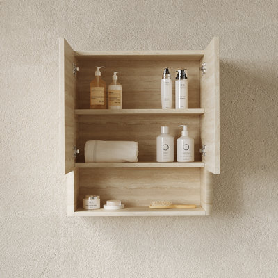 Durable 26-Inch Wall-Mounted Bathroom Cabinet With Doors, Shelf, And Open Storage, Ideal For Humid Environments And Space Efficiency