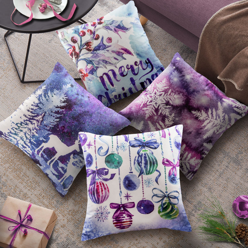 Housse de coussin Phantoscope Merry Christmas, Purple Winter Wonderland, Pillow cover & insert