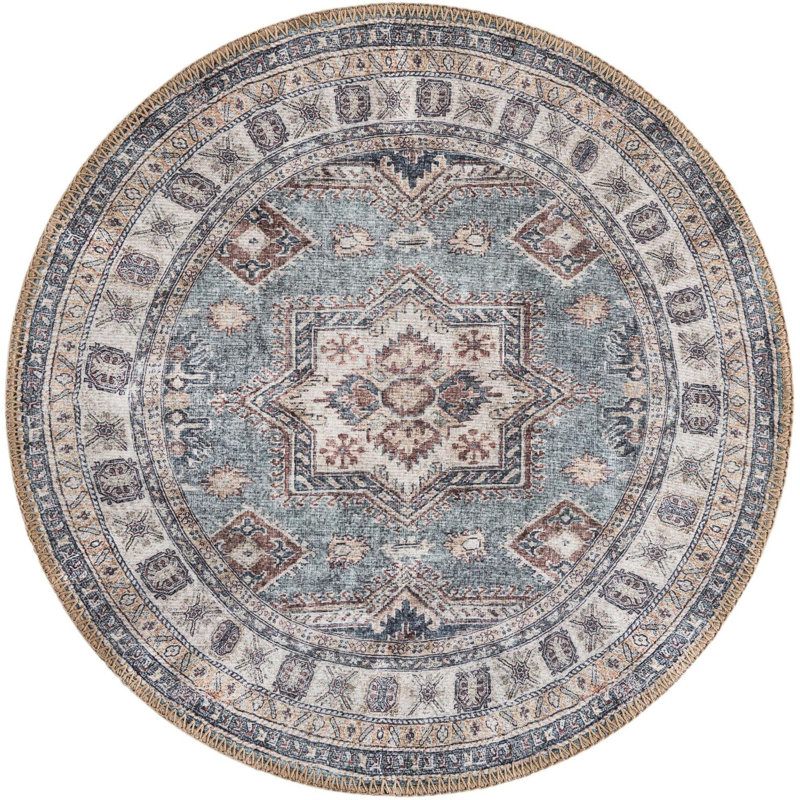 Tapis vert doux Aucun, Rond 2 pi