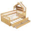 Twin House Bed with trundle and Fabric,White-1505818487-1505818490