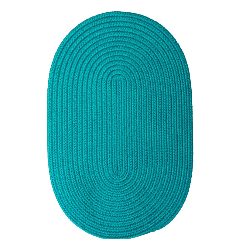 Tapis turquoise tressé AUCIello Port Royale, Ovale 2 pi x 4 pi