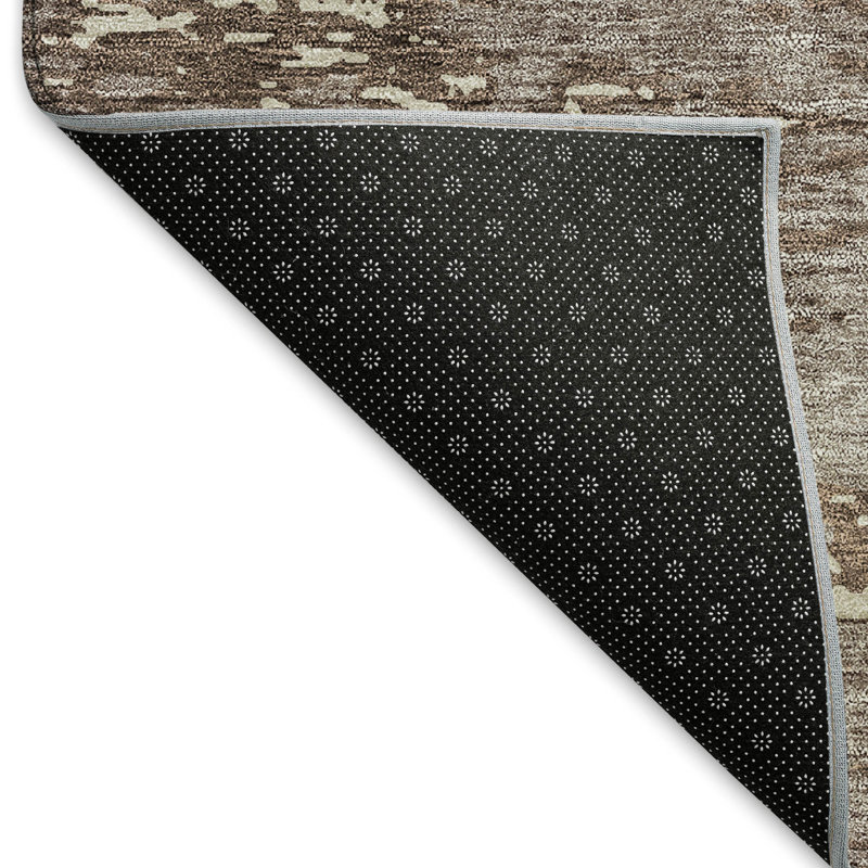 Premium Machine Washable Prisco Brown Rug, Rectangle 3' x 5'