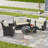 4 Pieces Outdoor Patio Furniture Sets Garden Rattan Chair Wicker Set, Poolside Lawn Chairs with Tempered Glass Coffee Table Porch Furniture-493191086