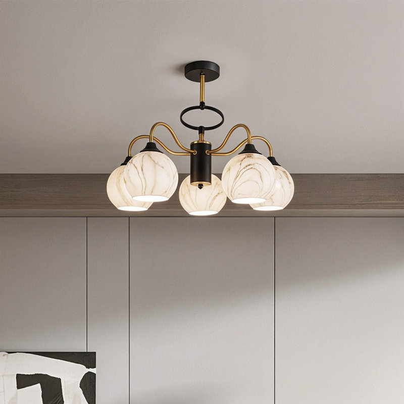 5 - Light Matte Black Chandelier Pendant