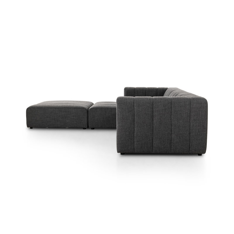 Langham Sectional, Saxon Charcoal Polyester Blend, Left Hand Facing